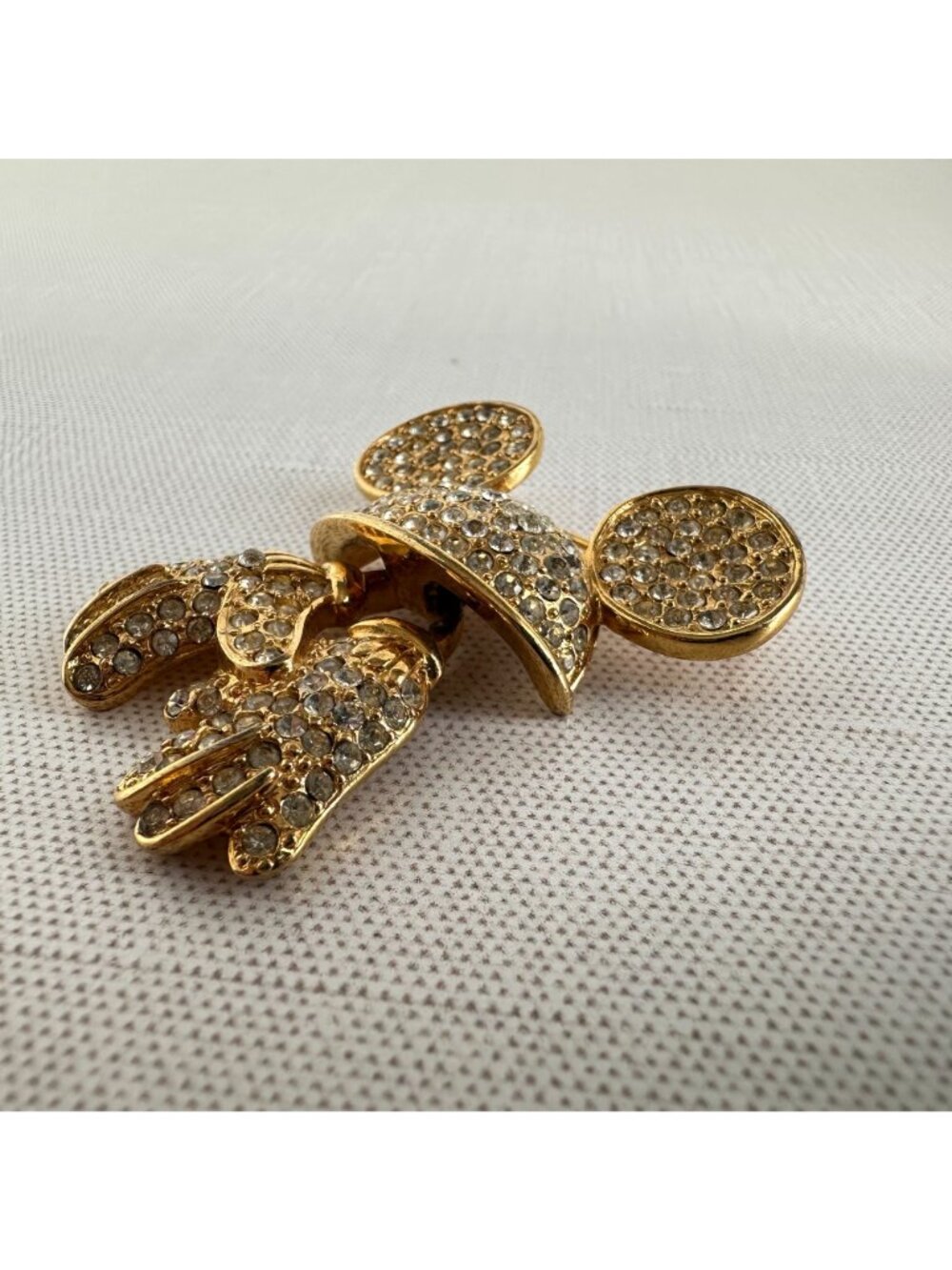 Disney Napier Mickey Mouse Hat Gloves Rhinestone Gold Brooch - Picture 3 of 9